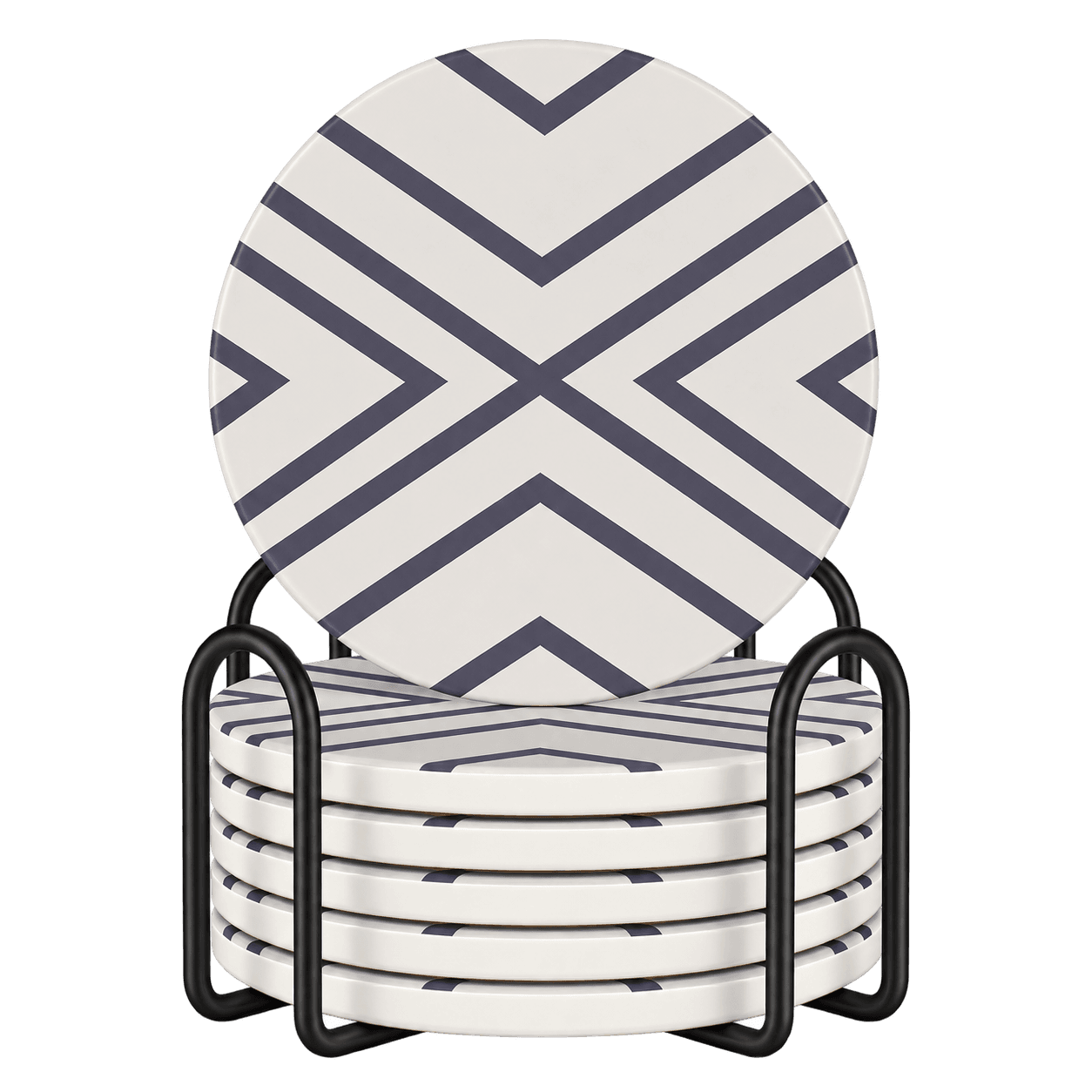 LIFVER Ceramic Coasters with Holder, Set of 6 (Demo)