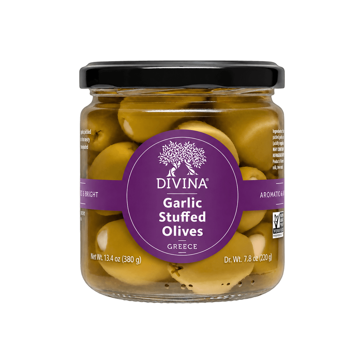 DIVINA Garlic Stuffed Green Olives, 13.4 oz Jars